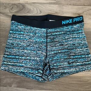 Nike Pro Black and Blue Digital Pattern Shorts